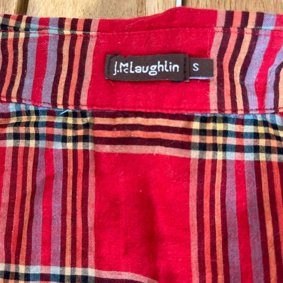 J. MCLAUGHLIN COTTON BUTTON-FRONT SHIRT – WOMEN’S SMALL – RED PLAID - Picture 6 of 6